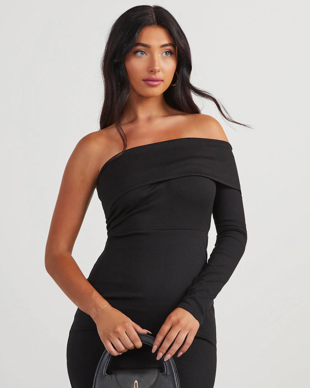 Already Famous One Shoulder Midi Dress