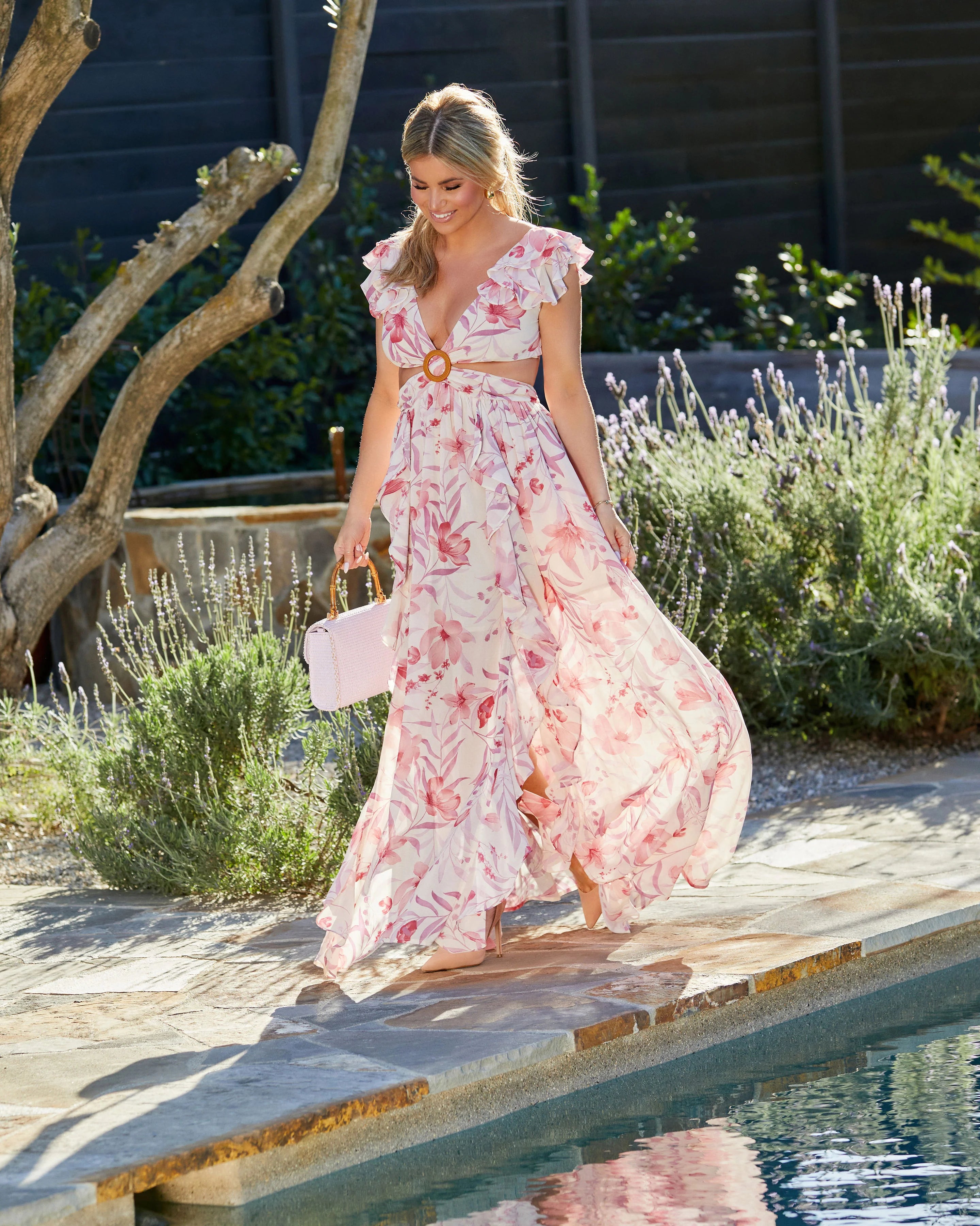 Amber Floral Side Cut Out Maxi Dress