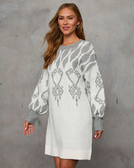 Amani Printed Mini Sweater Dress